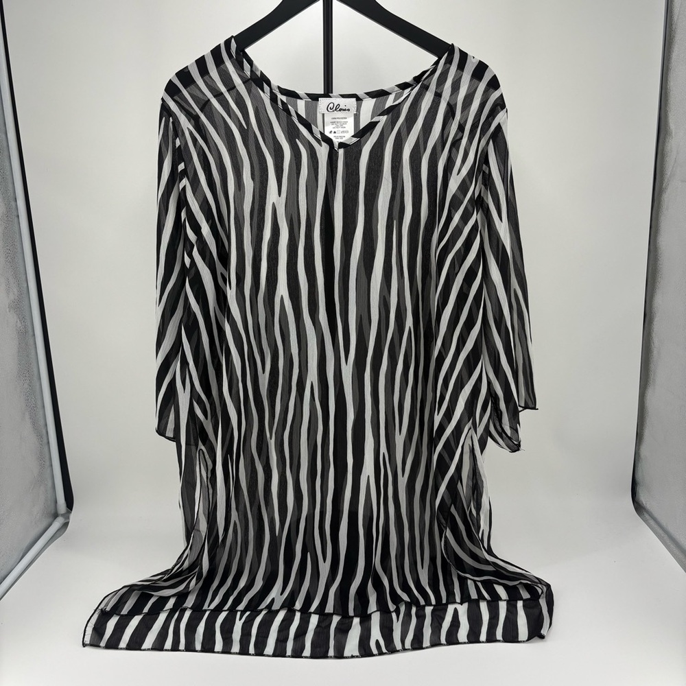 Chic Black and White‎ Zebra Print Swim Coverup Sheer